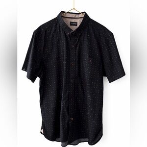 7Diamonds Buckle Exclusive Black Pink Geo Print Short Sleeve Button Shirt XL